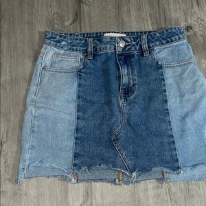 Denim Patchwork Mini Skirt